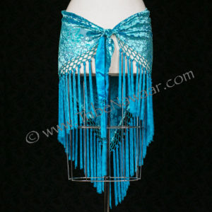 Tribe Nawaar's turquoise velvet burnout tasseled hip scarf, tie section