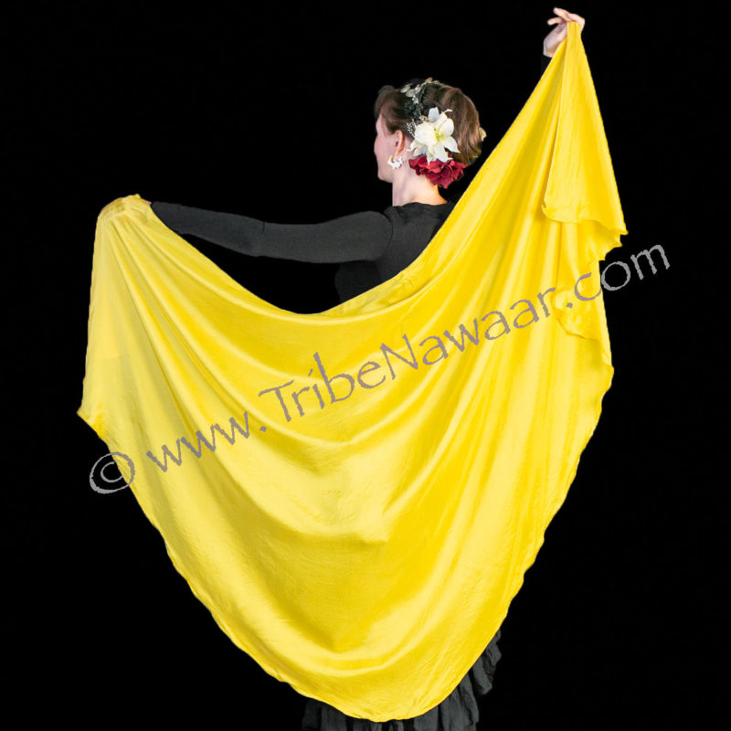 Yellow Half Circle Dancing Veil- 100% Silk