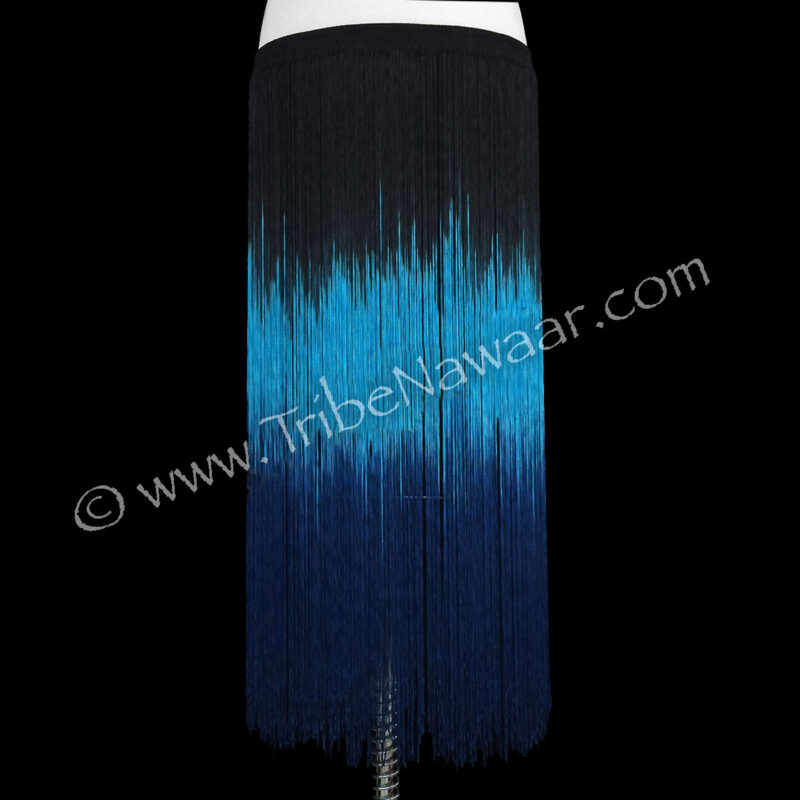 Sky Blue & Black Long Fringe Belt