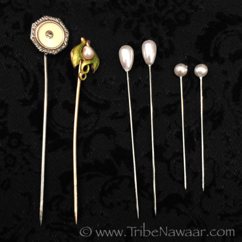 Hat pins, bridal pins and straight pins used to make an ATS head wrap, Tribe Nawaar