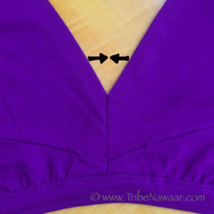 Tribe Nawaar's how to adjust the fit on your tribal belly dance choli top: taking in the center seam to reduce cleavage