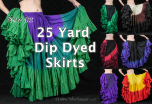 New 25 yard dip dyed tribal belly dance skirts from Tribe Nawaar, 2019 with text