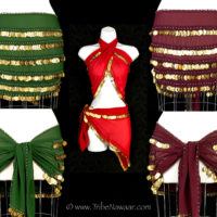 Belly dance coin hip scarves from Tribe Nawaar
