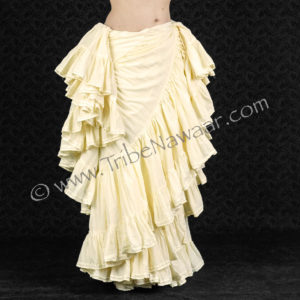 Tribe Nawaar's 25 Yard Natural Cupcake Skirt, shown in a 'double cross' skirt tuck
