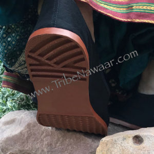 Black canvas belly dance shoes from Tribe Nawaar, sole detail.