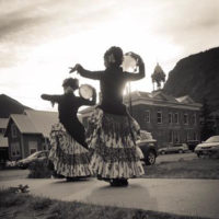 Tribe Nawaar's Jennifer & Stephanie practice ATS® tambourine outside before the formal Tribal Summit performance