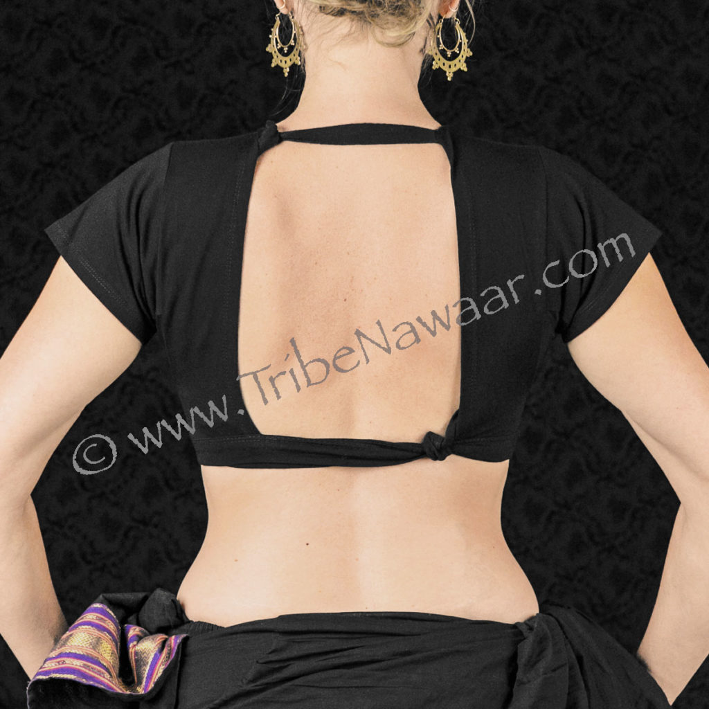 Alternate choli tying instructions from Tribe Nawaar, choli shown tied with 'Clean Lines' method