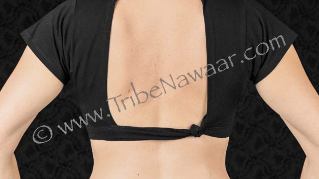 Alternate choli tying instructions from Tribe Nawaar, choli shown tied with 'Clean Lines' method