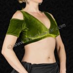 Olive drop sleeve velvet choli from Tribe Nawaar