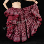 Ruby & silver assuit block print skirt- 35 yard belly dance skirt from Tribe Nawaar
