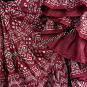 Ruby & silver assuit block print skirt- 35 yard belly dance skirt from Tribe Nawaar, detail of fabric