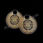 Brass Sri Yanta earrings available from Tribe Nawaar