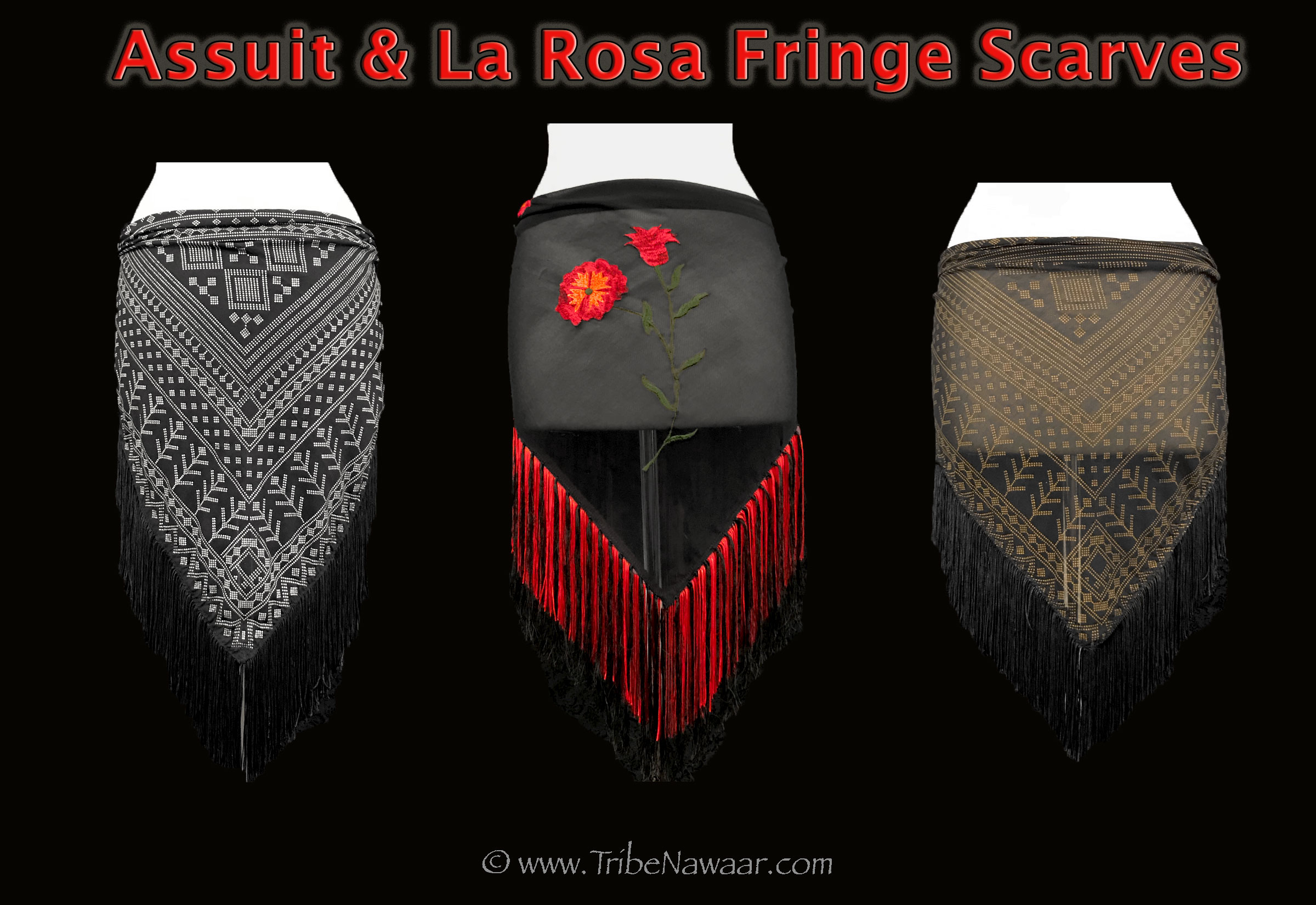 New assuit & la rosa fringed scarves