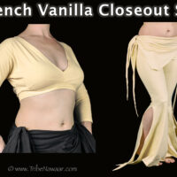 Closeout sale on french vanilla (antique cream) colored choli tops and pants from Tribe Nawaar