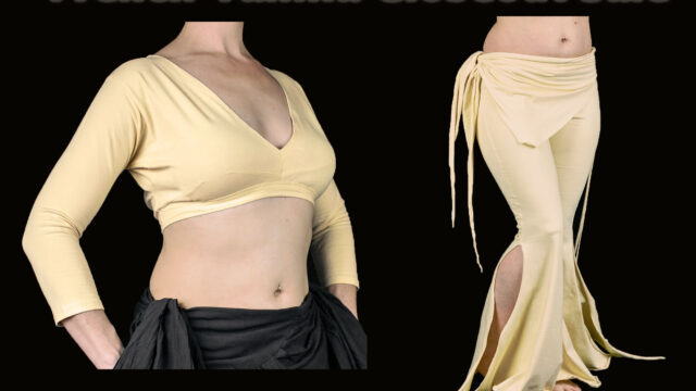Closeout sale on french vanilla (antique cream) colored choli tops and pants from Tribe Nawaar