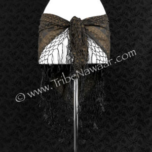 Economy black & gold assuit hip scarf available thru Tribe Nawaar, view of tie section