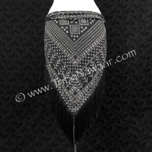 Deluxe black & silver assuit hip scarf available thru Tribe Nawaar