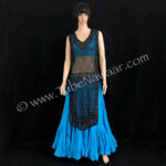 1920s black beaded & sequined tabard panel dress available thru Tribe Nawaar, shown with a turquoise 25 yard skirt & choli top