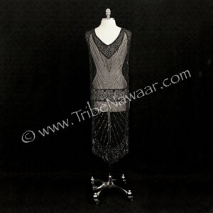 1920s Black Beaded & Sequined Tabard Panel Dress