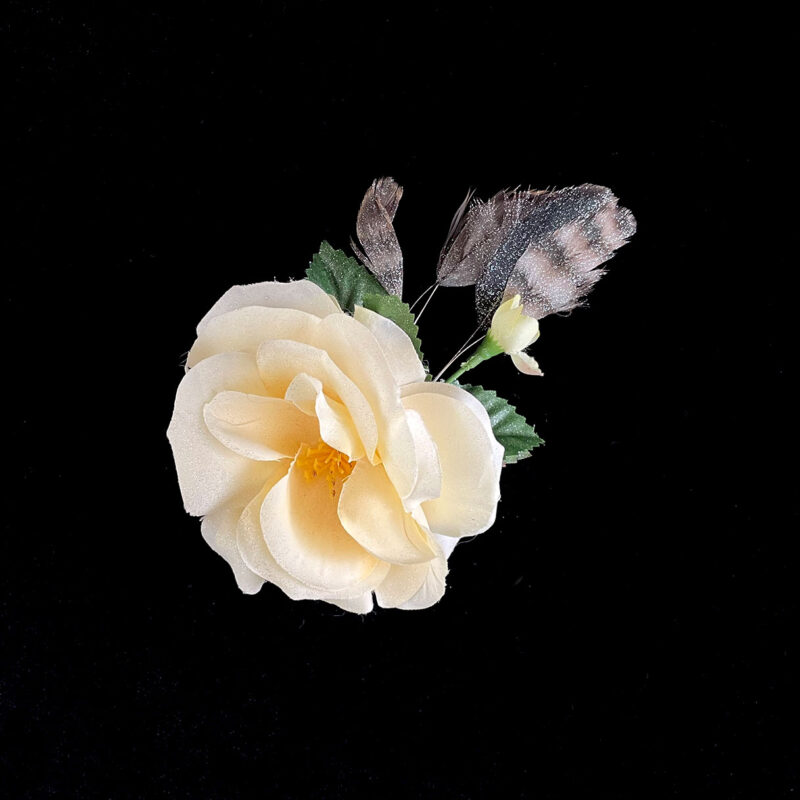 Rose Flower Hair Clip, Floral Brooch Feather Corsage Rose Hair