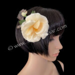 Delicate beauty flower hair clip for belly dance hair gardens available from the Nawaar Marketplace at www.TribeNawaar.com (modeled in hair)