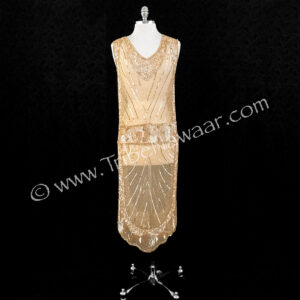 1920s Gold Beaded & Sequined Tabard Panel Dress