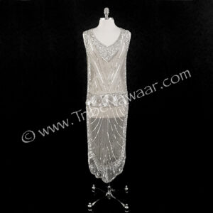 1920s Silver Beaded & Sequined Tabard Panel Dress
