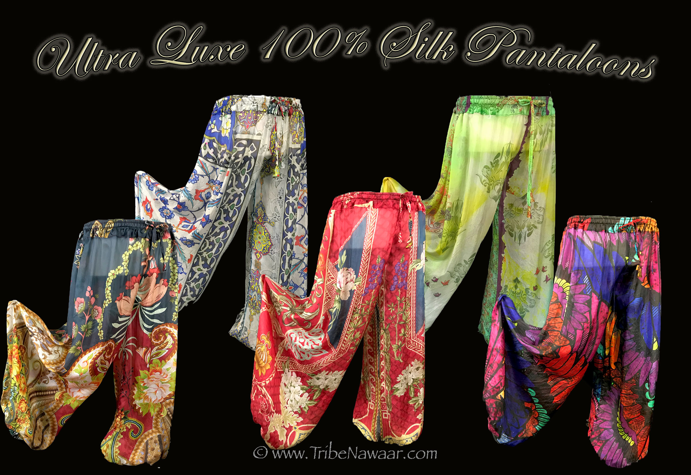 Ultra luxe 100% silk pantaloons available at Tribe Nawaar