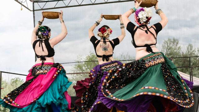 ATS® Basket Workshop with the Tribe Nawaar Belly Dance Company, troupe performance at Colorado Medieval Festival 2018
