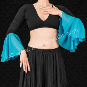 Aquamarine Fluted Chiffon Sleeves