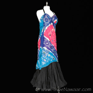 Blue & Pink Embellished Bandhini Wrap