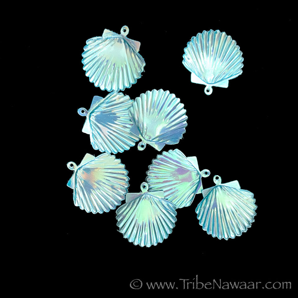 Embroidered Shell With Shell Sequin Turquoise Splash Shell Sequin Embellishments - Tribe Nawaar