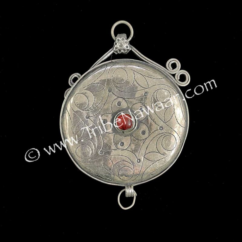 Etched Disc Pendant With Carnelian
