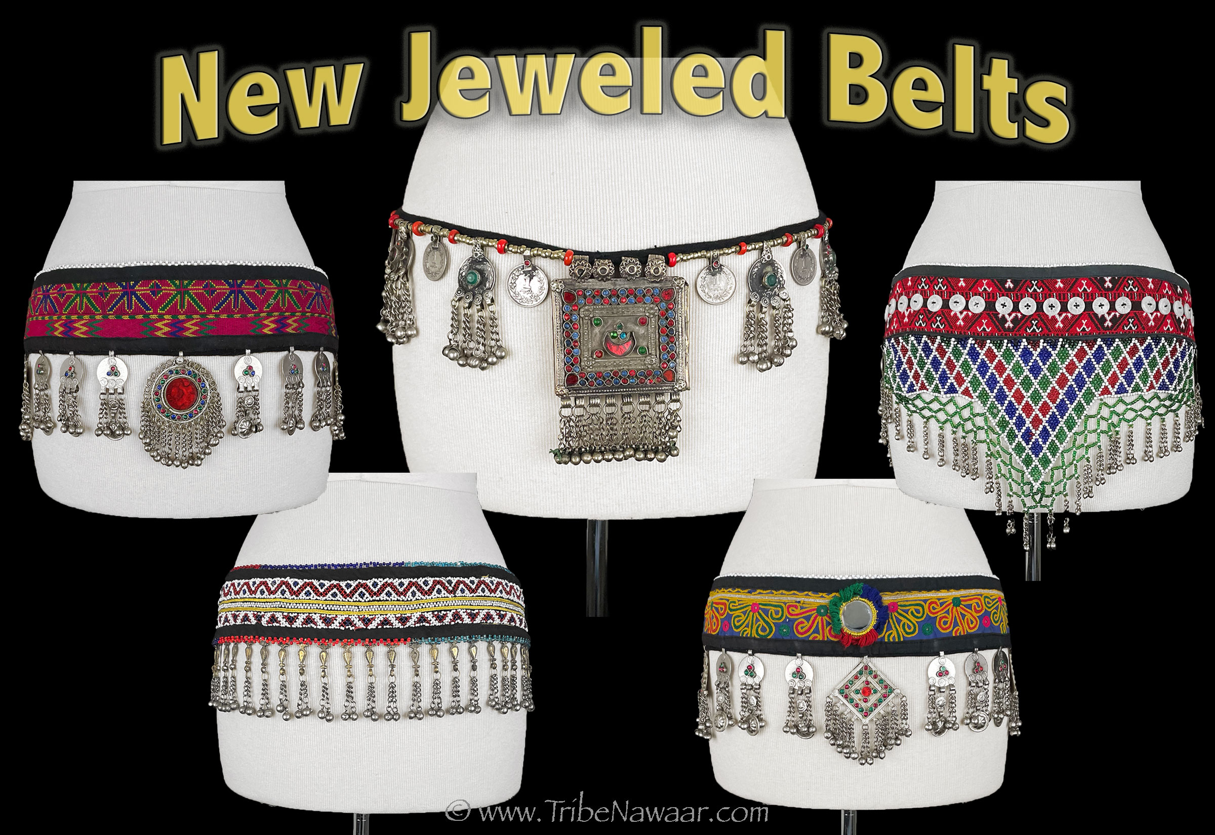 Jeweled belly dance belts - Kuchi belts from The Nawaar Marketplace at www.TribeNawaar.com