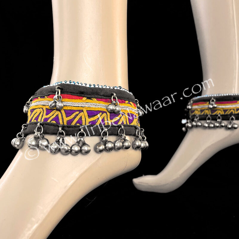 Saffron & Purple Traditional Gota Anklets