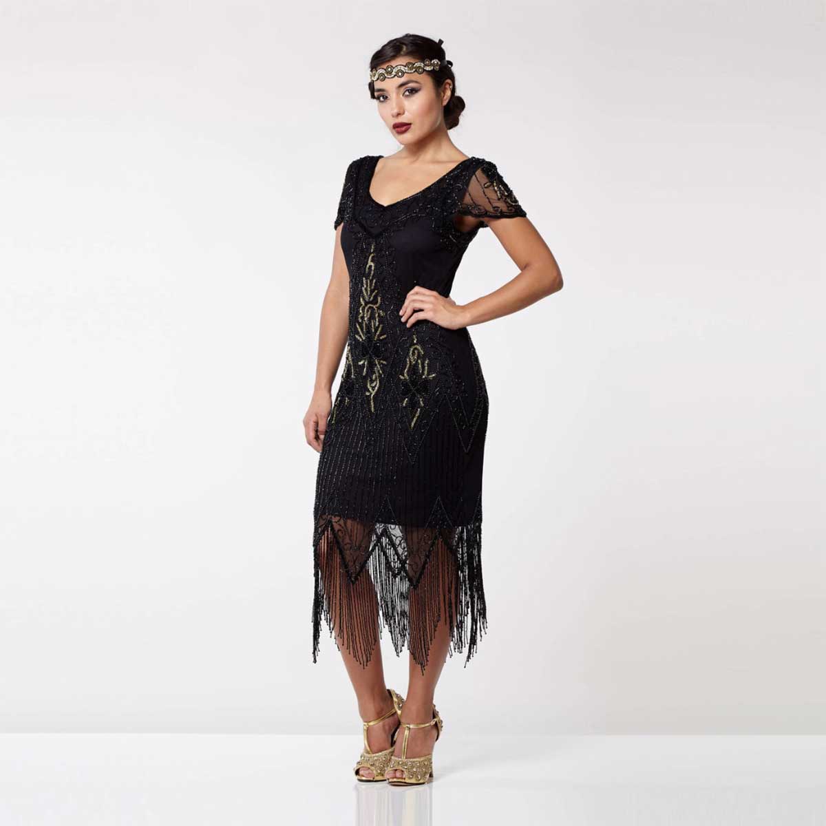 Queendancer Women's Roaring 20s Flapper Fancy Dress Spaghetti Straps Black  Gatsby Fringed Dress – queendanceruk