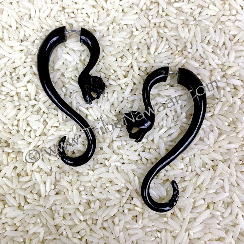 Snake Faux Gauge Horn Earrings