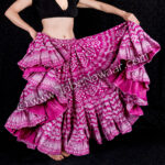 Vibrant fuchsia assuit block print skirt- 35 yard belly dance skirt from Tribe Nawaar