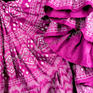 Vibrant fuchsia assuit block print skirt- 35 yard belly dance skirt from Tribe Nawaar (fabric detail)