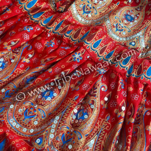 Majestic red sparkle skirt available from The Nawaar Marketplace at www.TribeNawaar.com (fabric detail)
