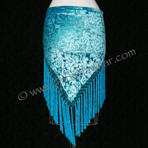 Turquoise Velvet Burnout Tasseled Hip Scarf