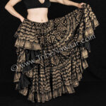 Black & gold assuit block print skirt for belly dance skirt from The Nawaar Marketplace at www.TribeNawaar.com