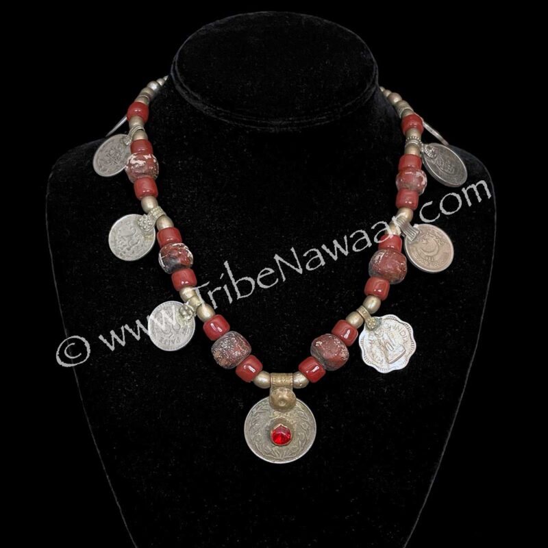 Vintage Clay Buddha Bead & Coin Necklace (Consignment cmerr1-14)