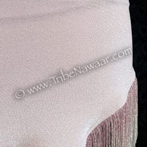 Blush deluxe ombre fringe hip scarf for belly dance from the Nawaar Marketplace at www.TribeNawaar.com (detail)
