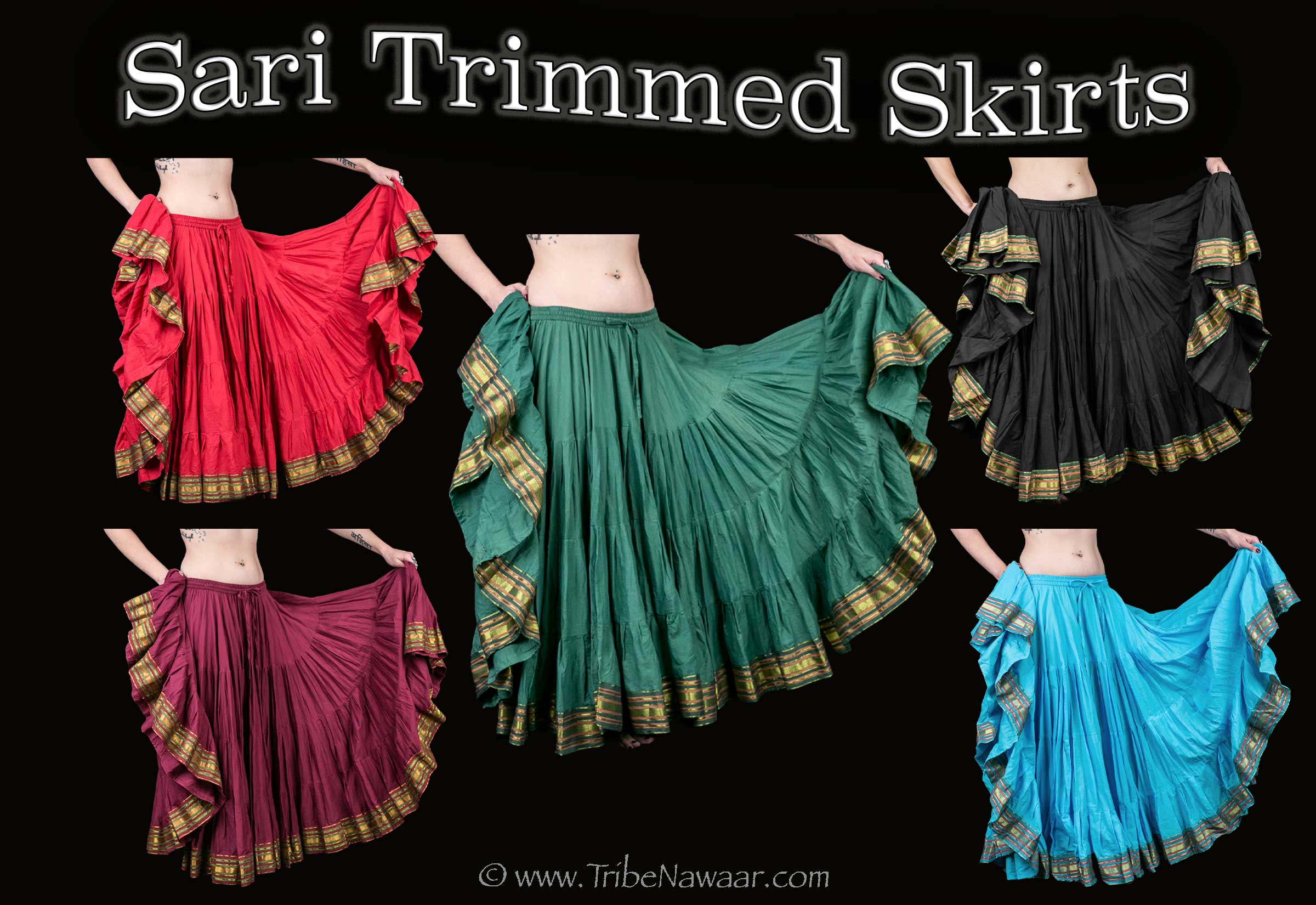 Sari trimmed skirts available from The Nawaar Marketplace at www.TribeNawaar.com