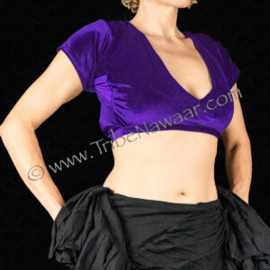 Vibrant Purple Short Sleeve Velvet Choli