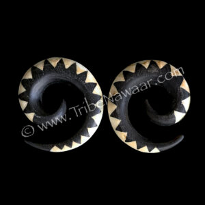 Tawapa Inlaid Spirals – 8mm Gauged Earrings (Consignment kahein1-9)