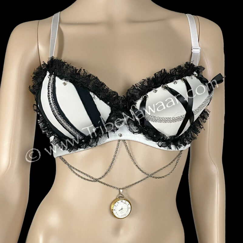 Black & White Steampunk Bra (Consignment olnat4-7)