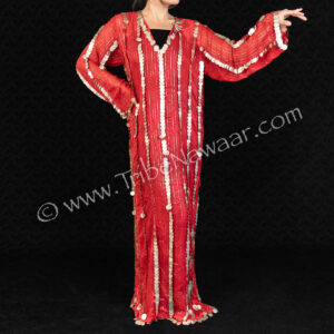Red Saidi Dress With Silver Coins (Consignment chcam1-3)