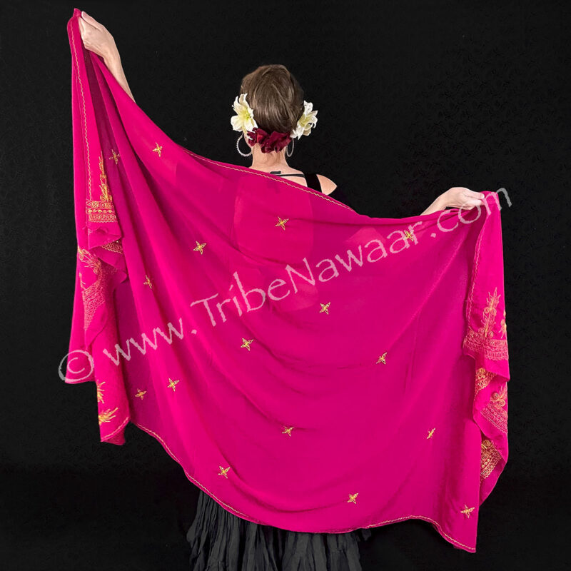 Magenta Embellished Veil & Wrap (Consignment tn250205)